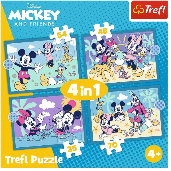 Фото - Пазли (3-4 роки) Trefl 4in1 Смішні пригоди Міккі Мауса (34669)